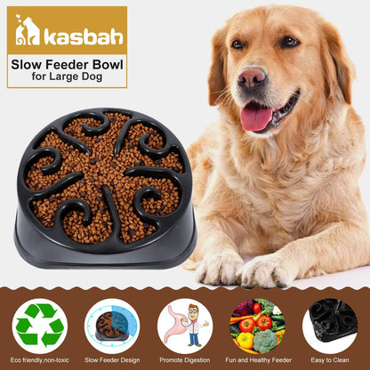 Slow Feeder Dog Bowl for Large Dogs, Anti-Gulping Maze Dog Food Bowl Bloat Stop Puzzle Bowl Non-Toxic Eco Friendly Anti-Choke Large Dog Bowls, One Size, E-Black