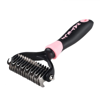Slicker Brush for Cat & Dog - Self Cleaning Hair Brush for Shedding Removes Mats, Tangles and Loose Hair Suitable for Long & Short Hair (Undercoat Pink)