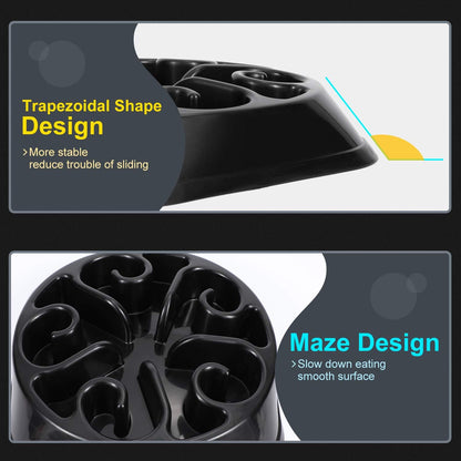 Slow Feeder Dog Bowl for Large Dogs, Anti-Gulping Maze Dog Food Bowl Bloat Stop Puzzle Bowl Non-Toxic Eco Friendly Anti-Choke Large Dog Bowls, One Size, E-Black